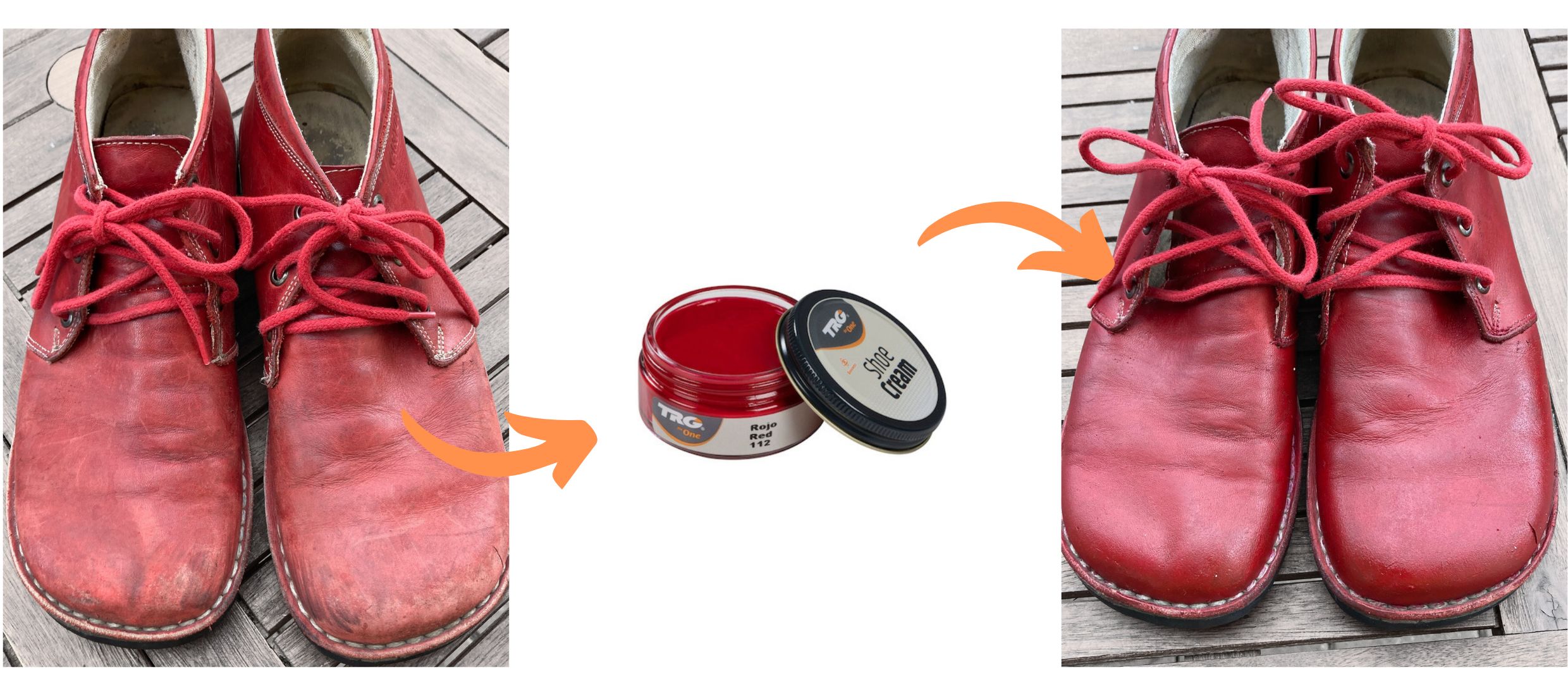 Červený Krém na odřené kožené boty Shoe Cream TRG red 112